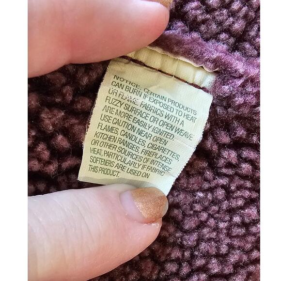 LL Bean Women's Faux Suede Outer Fleece Button Front Winter Jacket Size M Purple - Picture 10 of 10